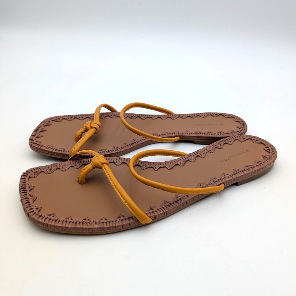 Bcbgmaxazria Bali Flat Sandal Open Toe Women's Yellow Leather Size US10 EU40.5